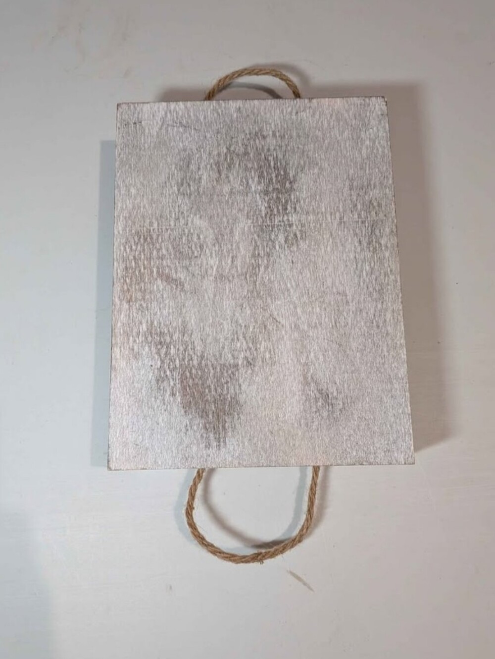 Whitewashed Wood Rectangular Box With Rope Handles - Picture 3 of 4